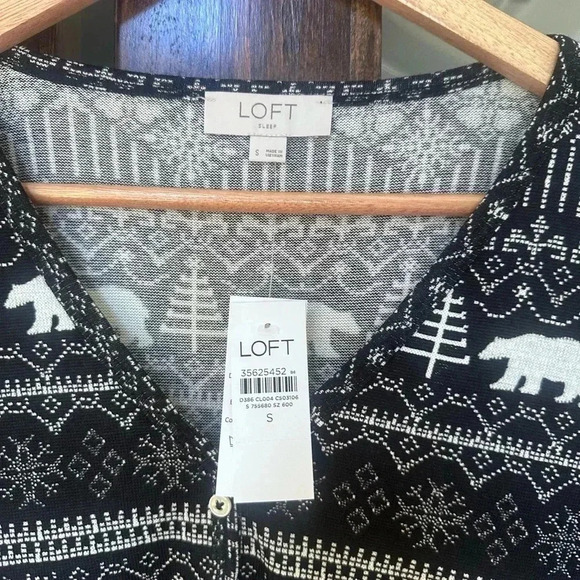 LOFT Polar Bear Henley Pajama Set Size Small Polar Bears - Picture 2 of 6